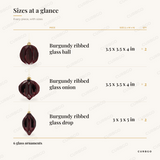 Burgundy Velvet Ornaments sizes at a glance