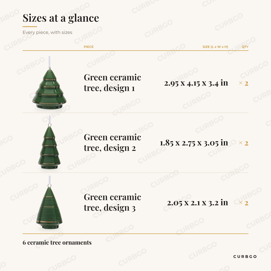 Ceramic Tree Ornaments sizes at a glance