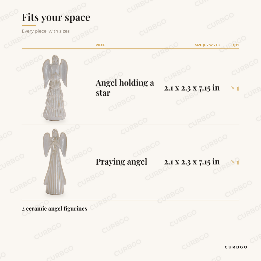 Ceramic Star Angels dimensions and piece sizes