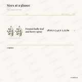 Frosted Holly Leaf and Berry Sprays dimensions, 28.65 x 5.45 x 3.25 in, set of 2 size chart
