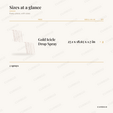 Gold Beaded Icicle Drop Spray dimensions, 27.1 x 18.65 x 1.7 in, set of 2 size chart