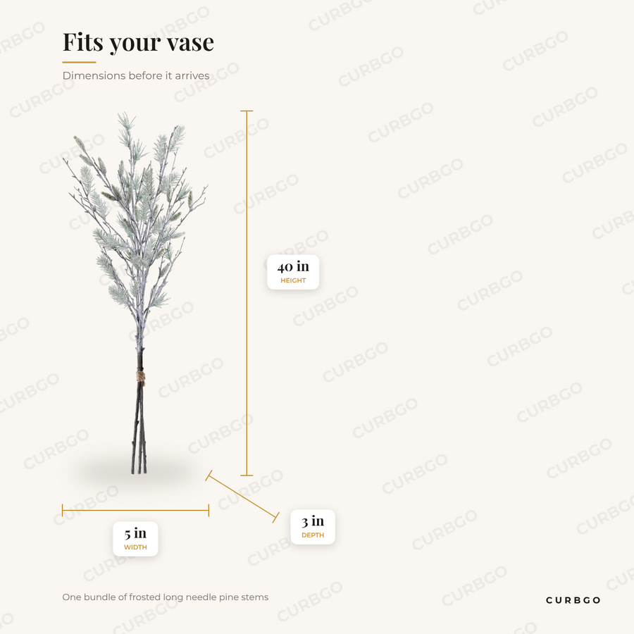 Snowy Oversized Pine Bundle dimensions, 40 x 5 x 3 in