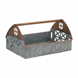 Galvanized metal barn caddy tray, larger 12.25 in tray shown by itself