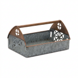 Galvanized metal barn caddy tray, smaller 9.25 in tray shown by itself
