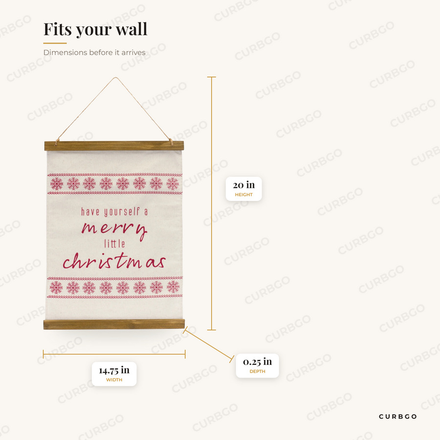 Merry Christmas Wall Banner 20 in dimensions: 20 in H x 14.75 in W x 0.25 in D