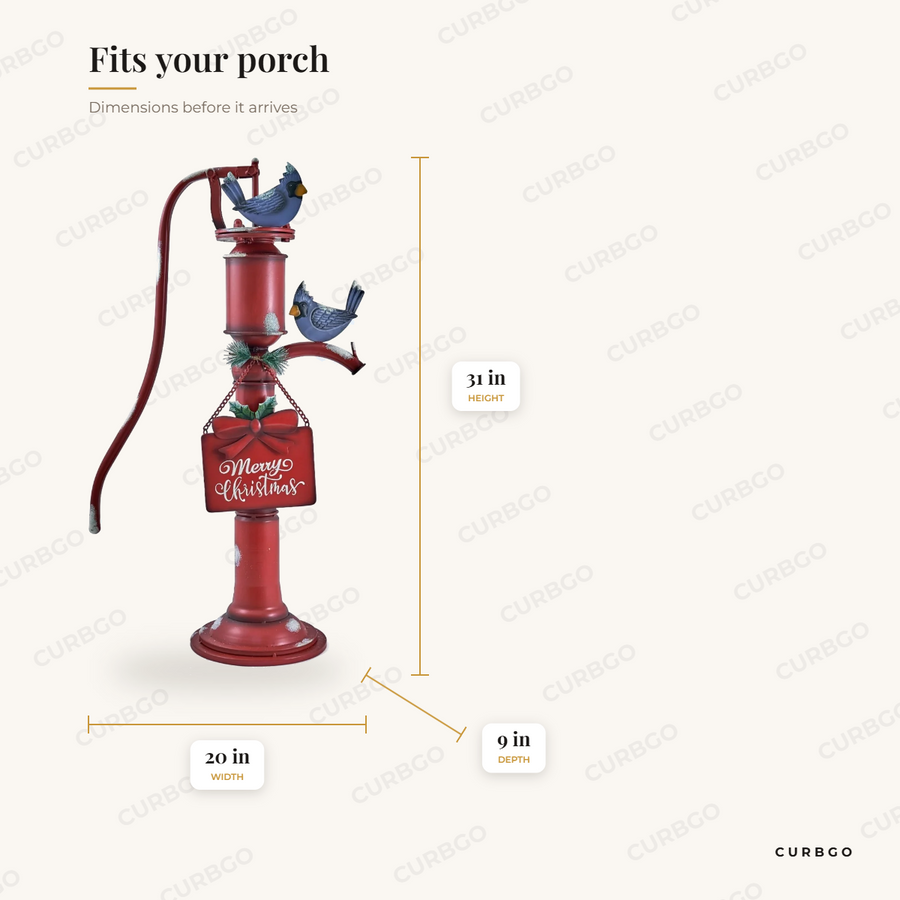 Christmas Water Pump dimensions: 31 in H x 20 in W x 9 in D