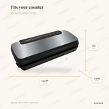 NutriChef vacuum sealer dimensions: 14.2 in L x 5.9 in W x 3 in H