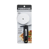 Farberware professional pizza cutter in its retail packaging with the stainless steel wheel visible