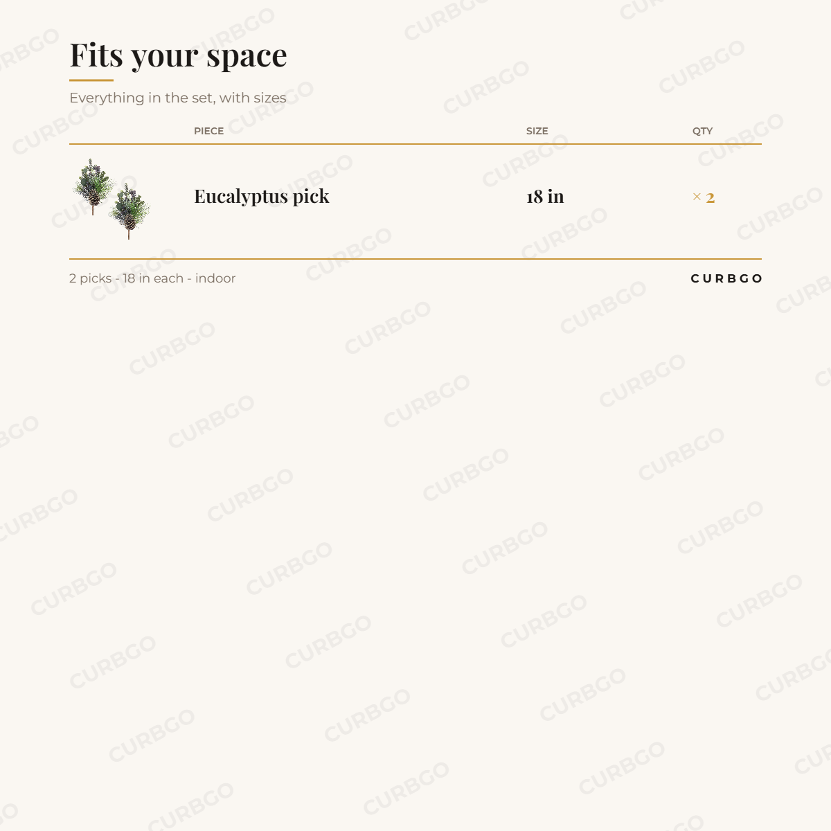 pine eucalyptus pick set of 2 dimensions
