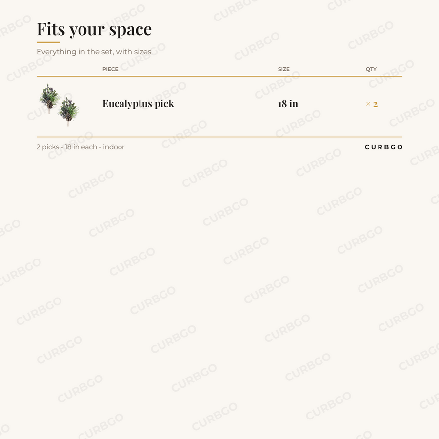 pine eucalyptus pick set of 2 dimensions
