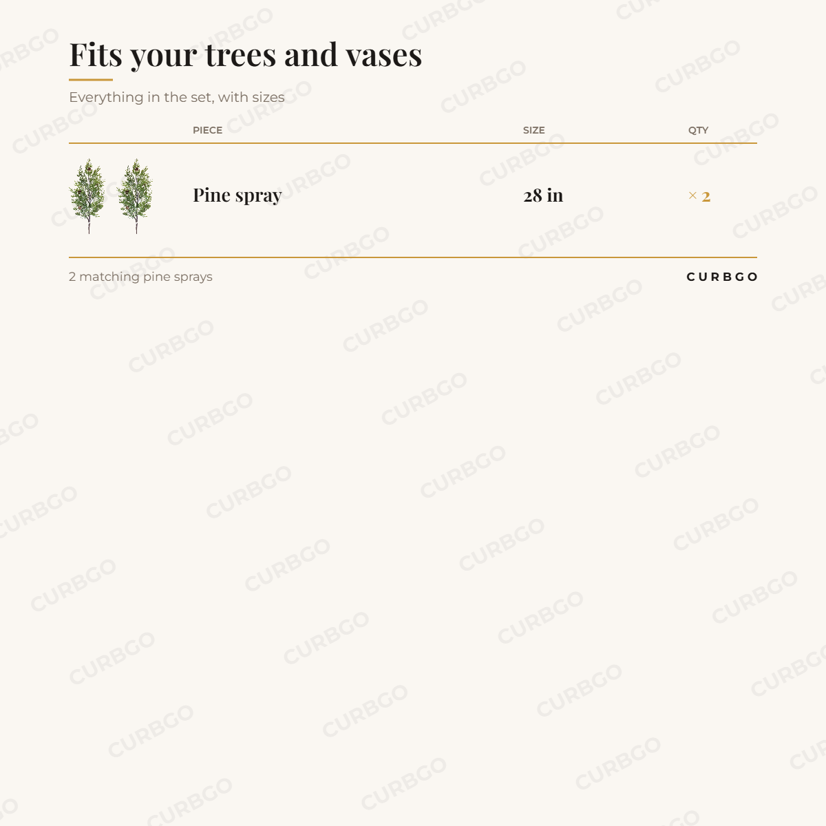 Pine Spray Set of 2, 28 in piece sizes: pine spray 28 in (x2); 2 matching pine sprays