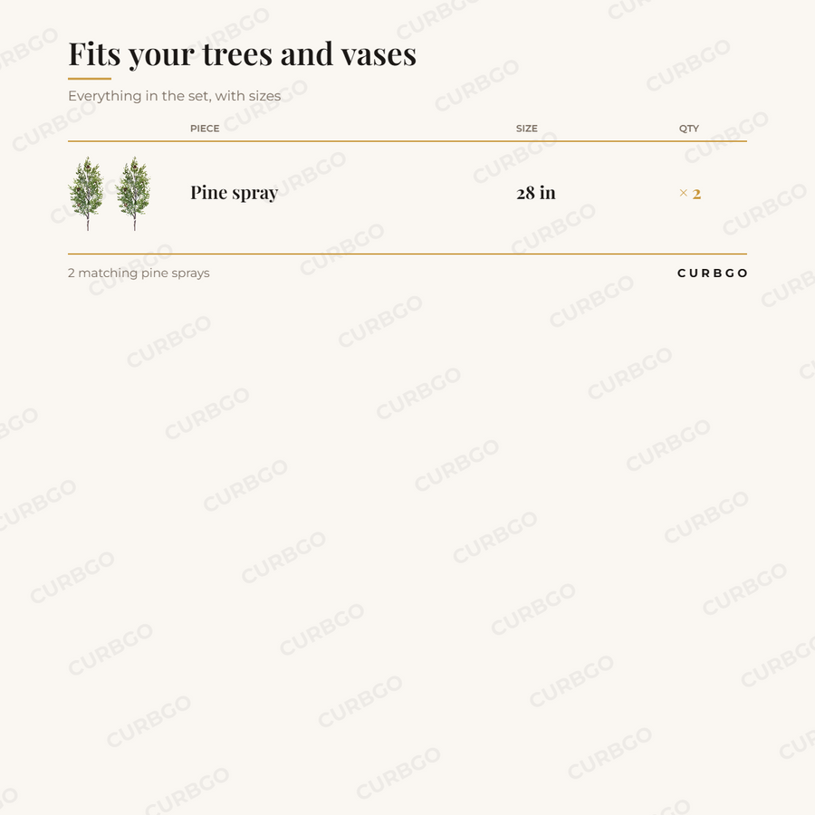 Pine Spray Set of 2, 28 in piece sizes: pine spray 28 in (x2); 2 matching pine sprays