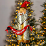 Galvanized Santa Claus figurine with Merry Christmas sash product photo 2