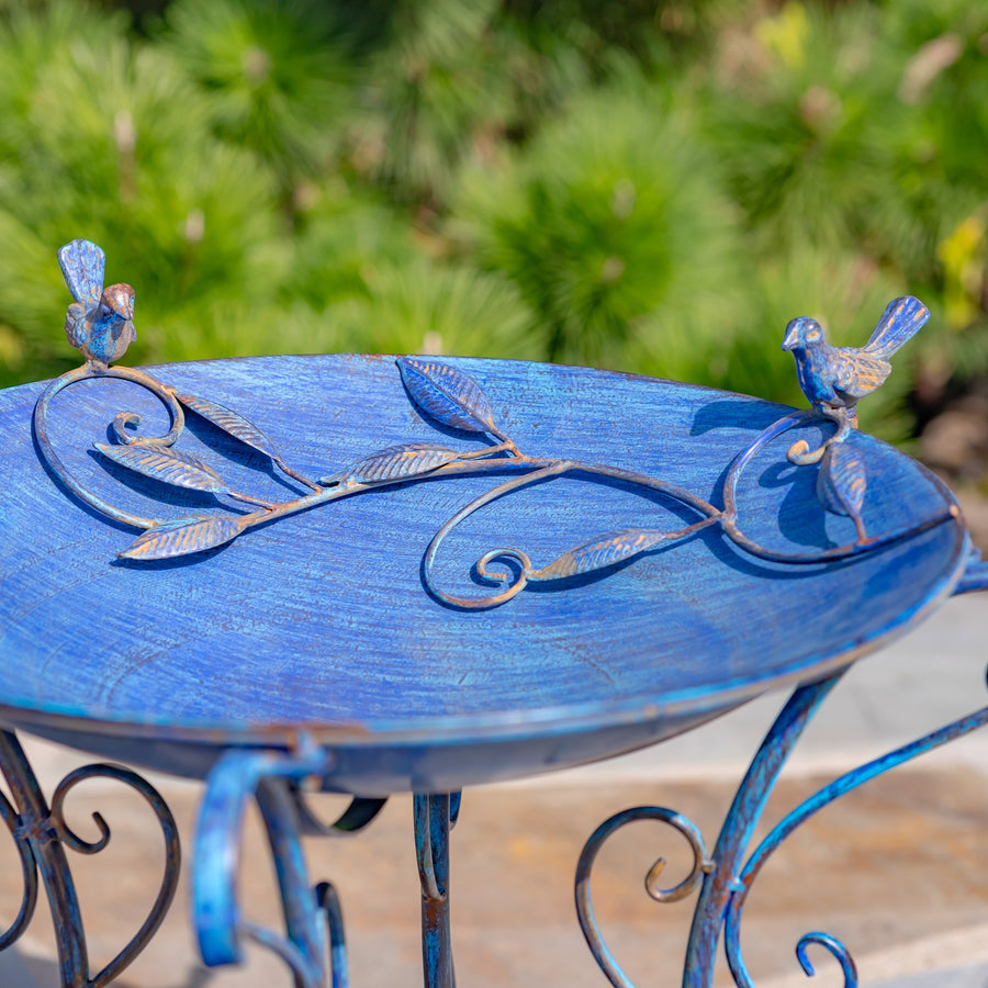 Rome 1945 iron birdbath in cobalt blue product photo 1