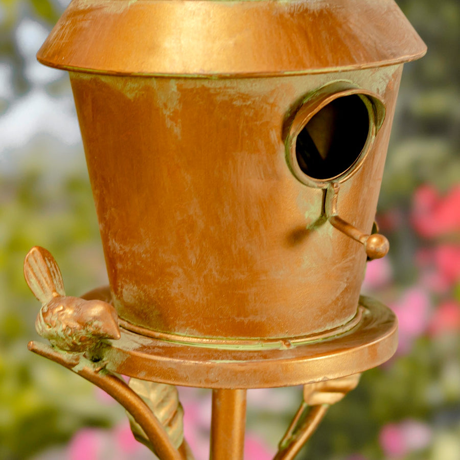Antique copper Mary birdhouse stake product photo 3