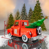 Glossy red iron pickup truck decor, view 2