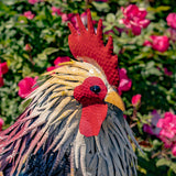 Painted iron rooster Chester detail 2