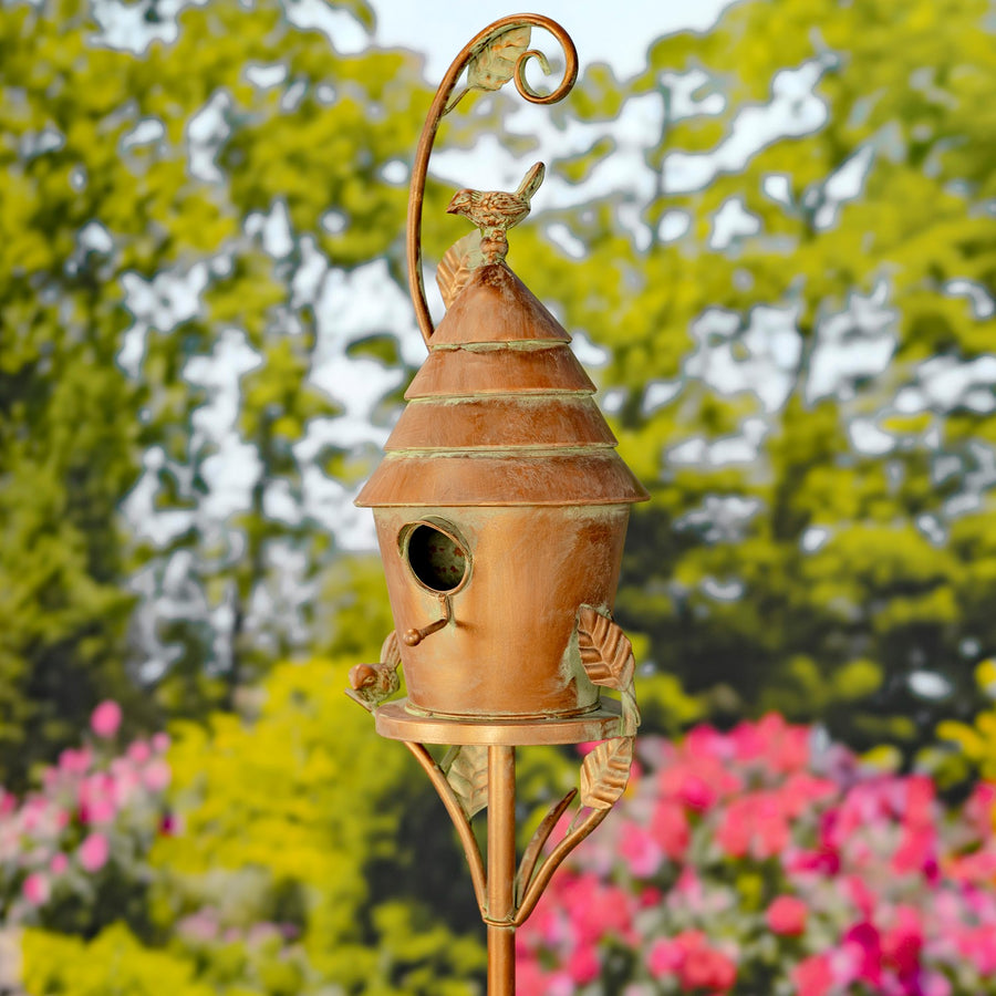 Antique copper Mary birdhouse stake product photo 4
