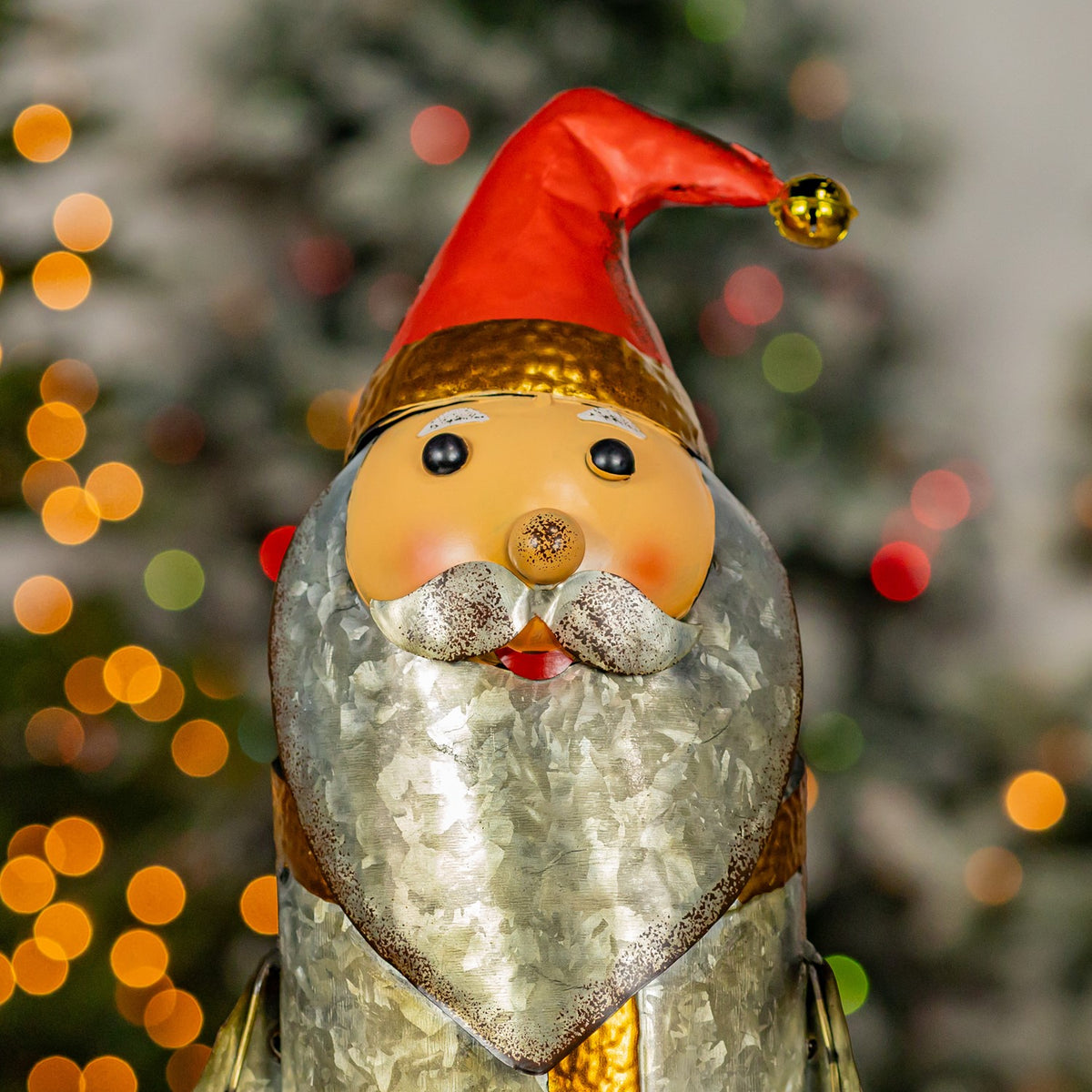 Galvanized Santa Claus figurine with Merry Christmas sash product photo 4