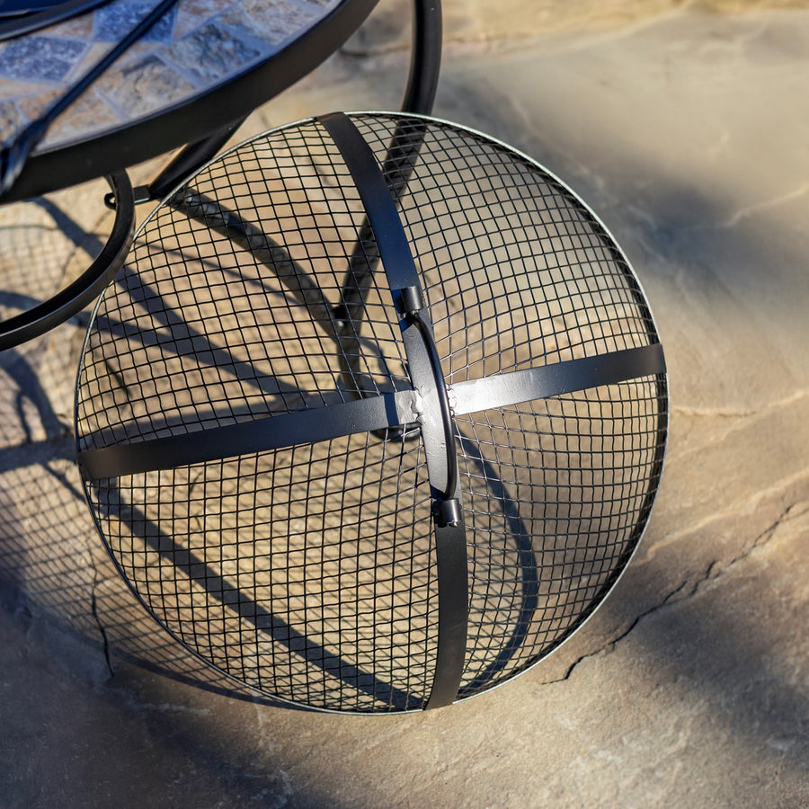 24.8"D. Round Mosaic Tile Metal Fire Pit "Medora" detail 3