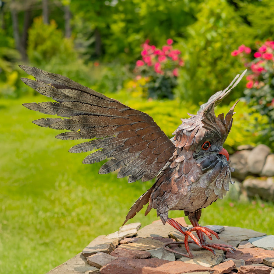 Soaring metal great horned owl garden statue product photo 4