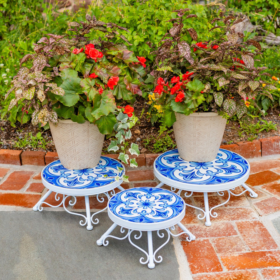 Catalonia mosaic plant stand set detail 4