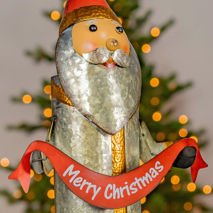 Galvanized Santa Claus figurine with Merry Christmas sash product photo 6