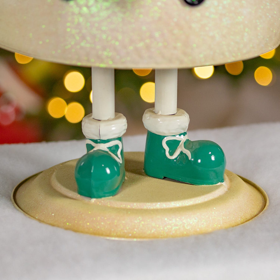Iron snowman holding presents figurine product photo