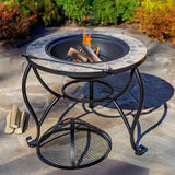 24.8"D. Round Mosaic Tile Metal Fire Pit "St. Augustine" detail 5