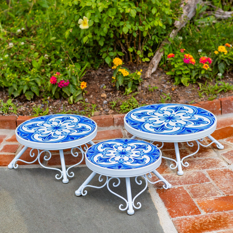 Catalonia mosaic plant stand set detail 5