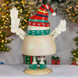 Iron snowman holding presents figurine product photo