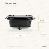 MegaChef cast iron hibachi charcoal grill dimensions: 19.5 in long, 10 in wide, 8.25 in high