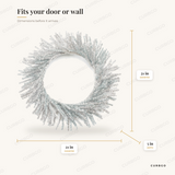Tinsel Pine Wreath 21 in dimensions: 21 in diameter x 5 in D