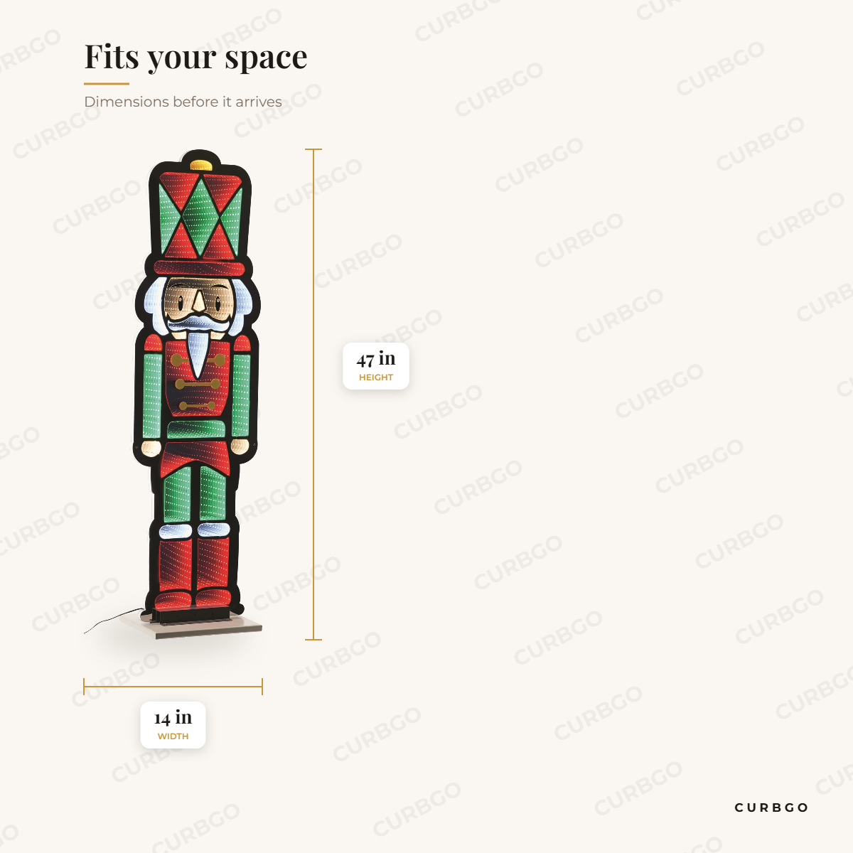 Toy soldier infinity light dimensions: 47 in high, 14 in wide