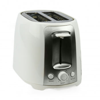 Brentwood TS-292W white 2-slice cool-touch toaster with extra-wide slots and 6-setting browning dial