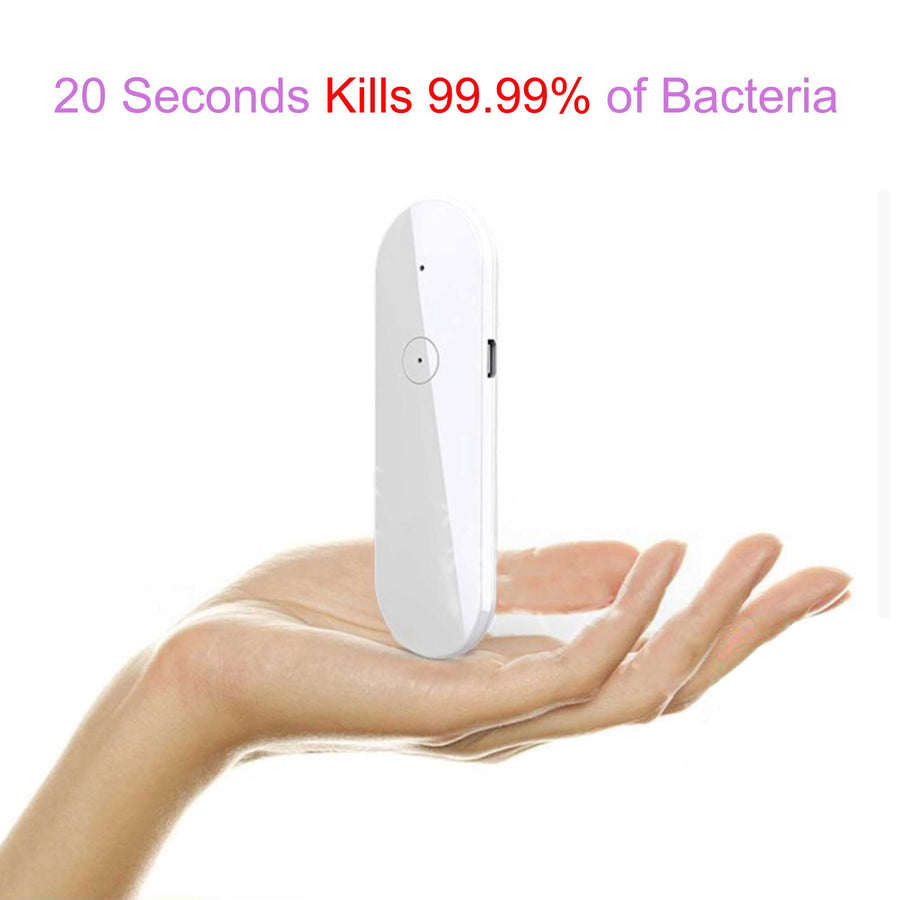Brentwood UVS-300 UV sanitizer wand sanitizing a smartphone