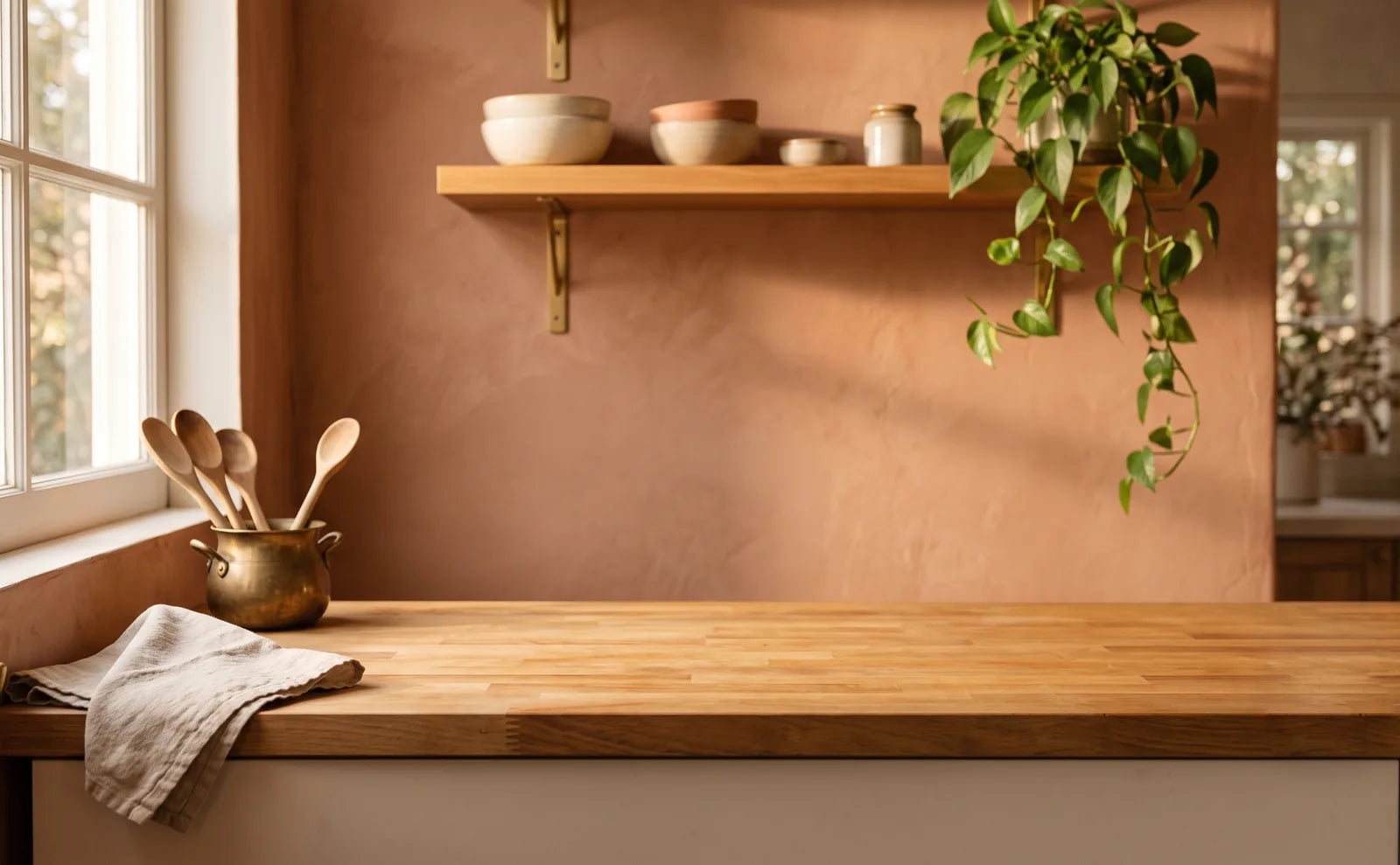 Six colorful Crock-Pot Artisan enameled cast iron Dutch ovens on a butcher-block counter in a warm terracotta kitchen, matching our Pinterest collection.